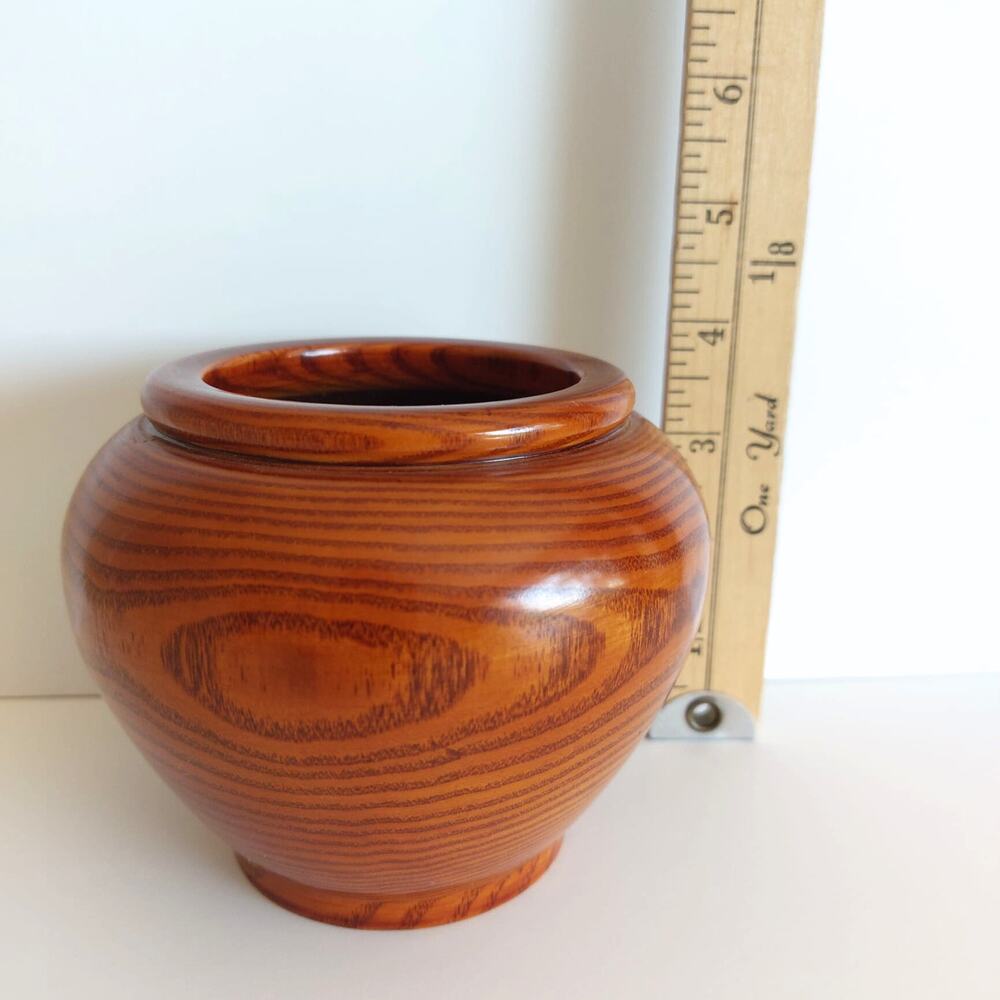 Vintage Teak Wood Vase Hand Turned Cottagecore Rustic - Picture 5 of 6